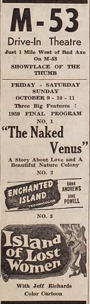 M-53 Drive-In Theatre - Oct 8 1959 Ad